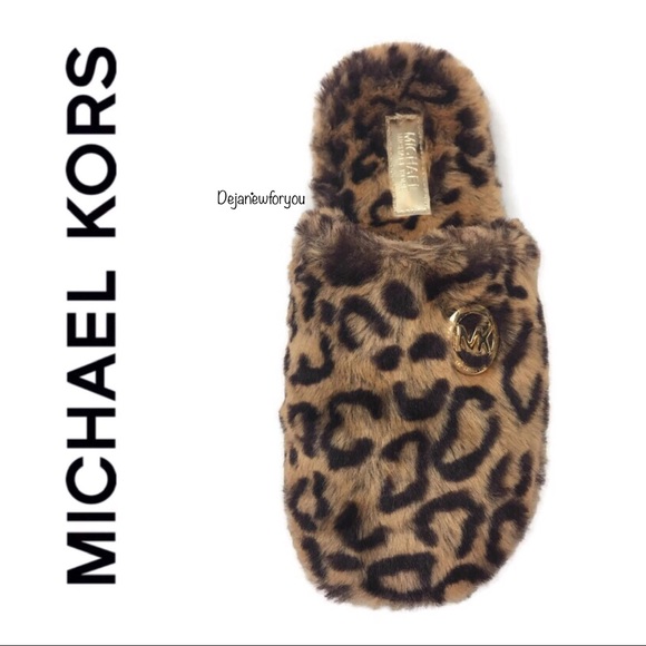 Michael Kors Jet Set Leopard Faux Fur Slippers - Picture 4 of 7